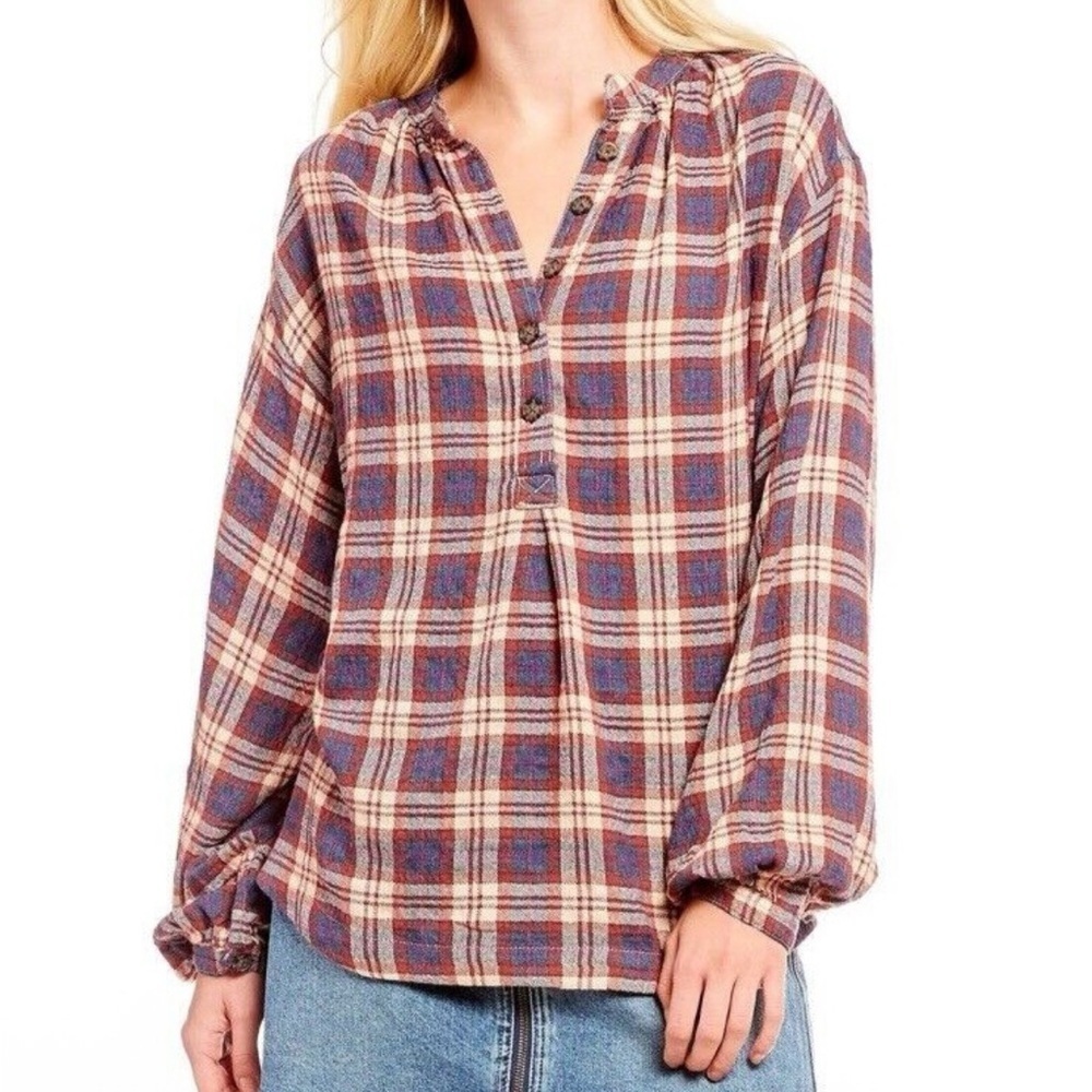 Free People | Plaid Oversized Blouse